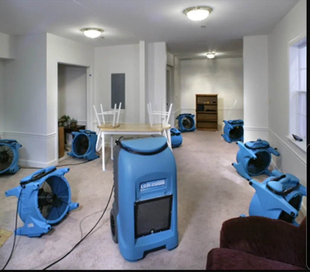 Air movers and dehumidifier setup for Water Damage Restoration in Oak Grove